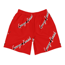 將圖片載入圖庫檢視器 George Isaiah, RED, Black Label all over, Men&#39;s Athletic Long Shorts
