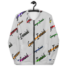 Load image into Gallery viewer, George Isaiah, heather gray, color label, Unisex Bomber Jacket
