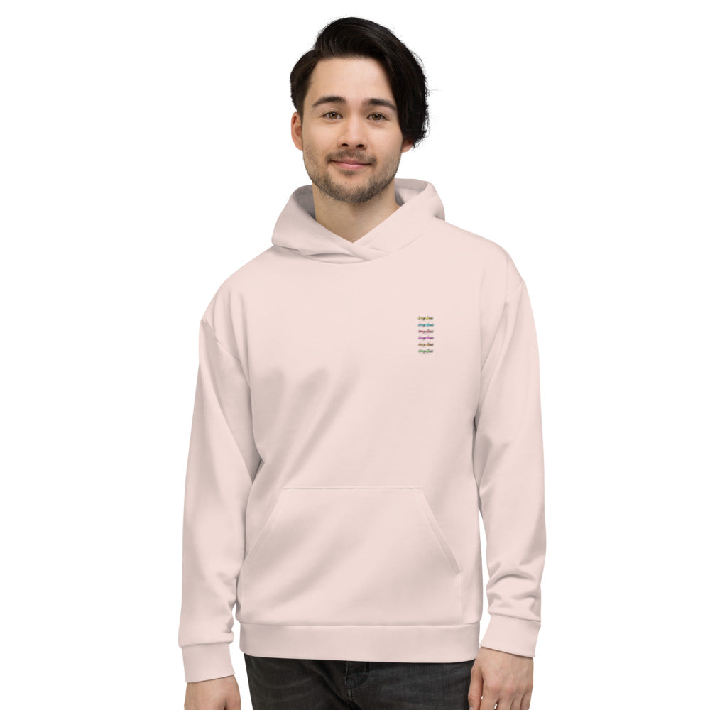 George Isaiah, Stacked Label, PanTone Pink, Unisex Hoodie