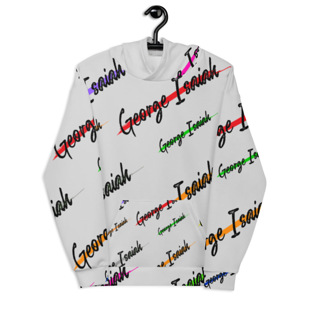 George Isaiah, Heather Gray, color Label, all over, Unisex Hoodie