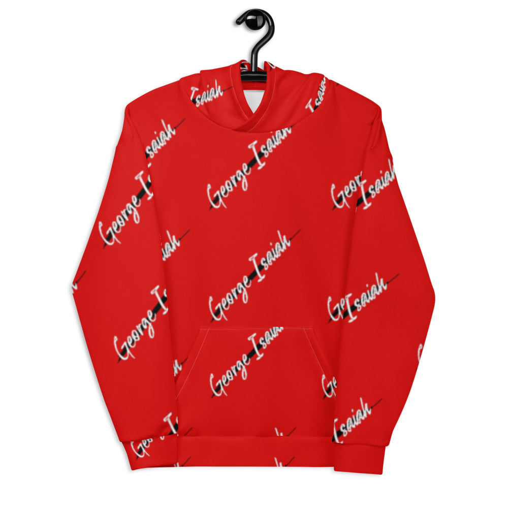 George Isaiah, RED, Black Label all over, Unisex Hoodie