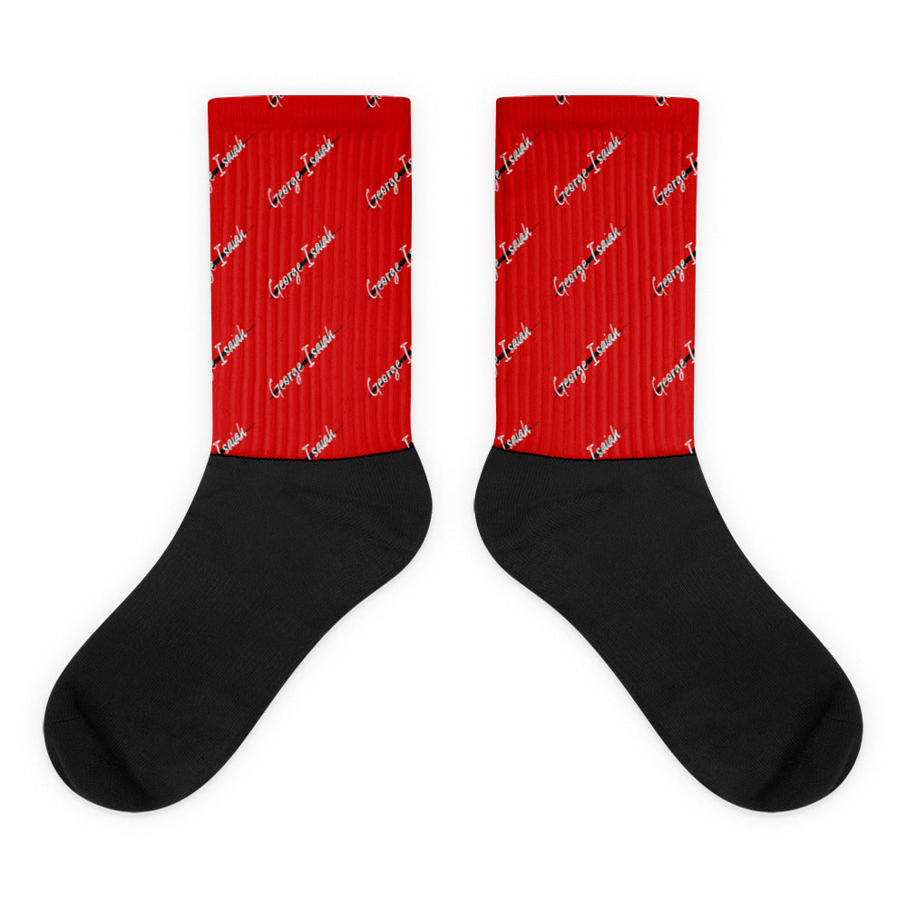 George Isaiah, RED, Black Label, all over, Unisex, Socks